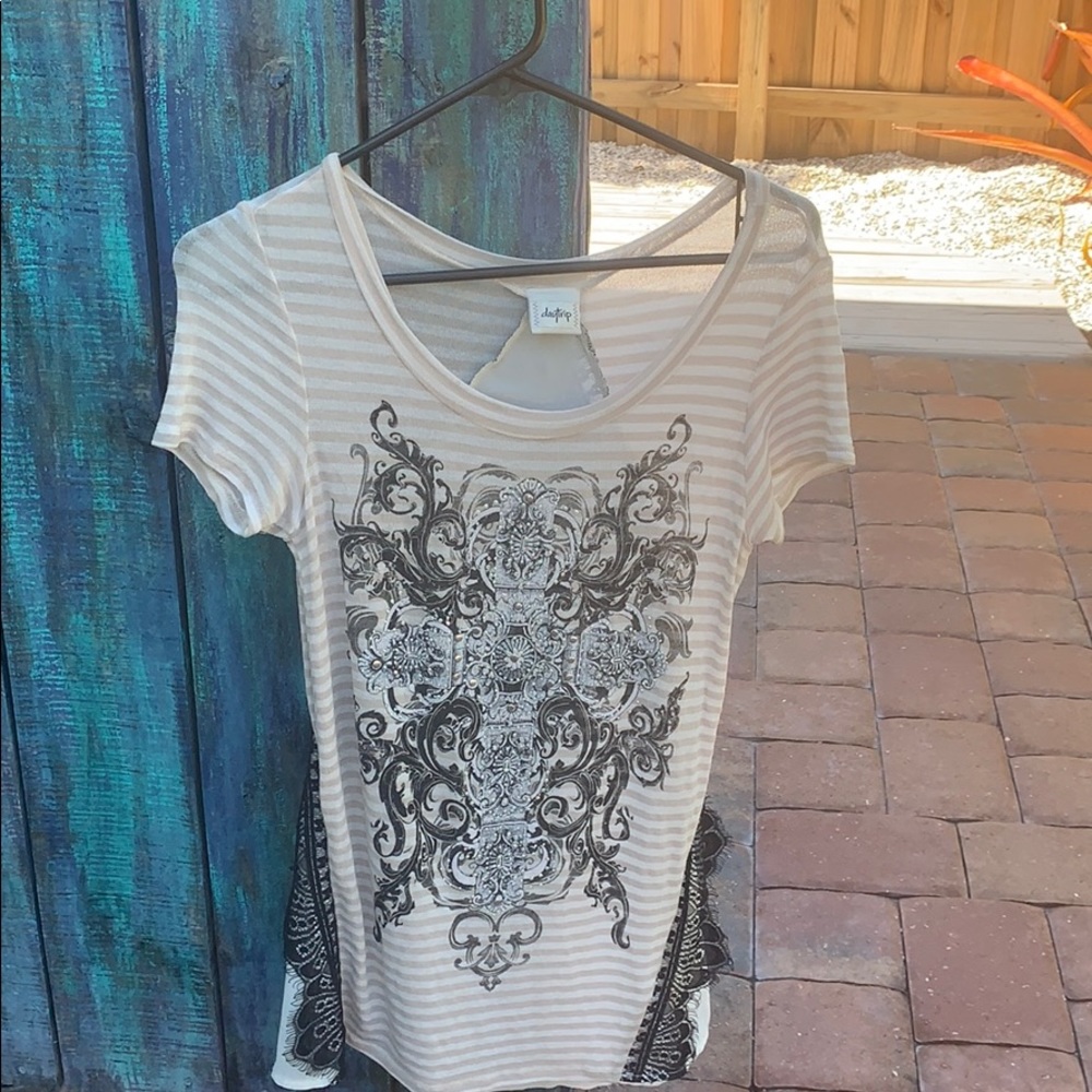 ☀️ Daytrip Embellished, Lace and Chiffon Top